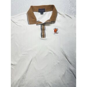Y2K Antigua Cleveland Browns Men's XL Ribbed Polo White Brown Collar Sleeve Cuff